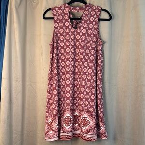 EUC Vintage No Boundaries Brick Red and Cream Midi Dress Women’s Casual Sz M